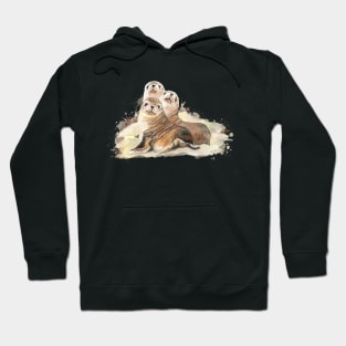 Watercolor Seals Animals Hoodie